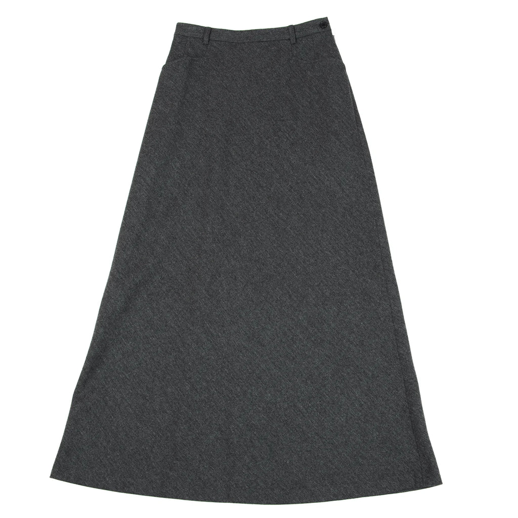 MARGARET HOWELL LONDON/TOKYO. Grey Wool Side Pocket Long Skirt