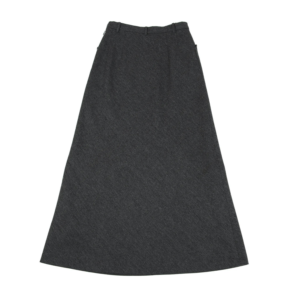 MARGARET HOWELL LONDON/TOKYO. Grey Wool Side Pocket Long Skirt