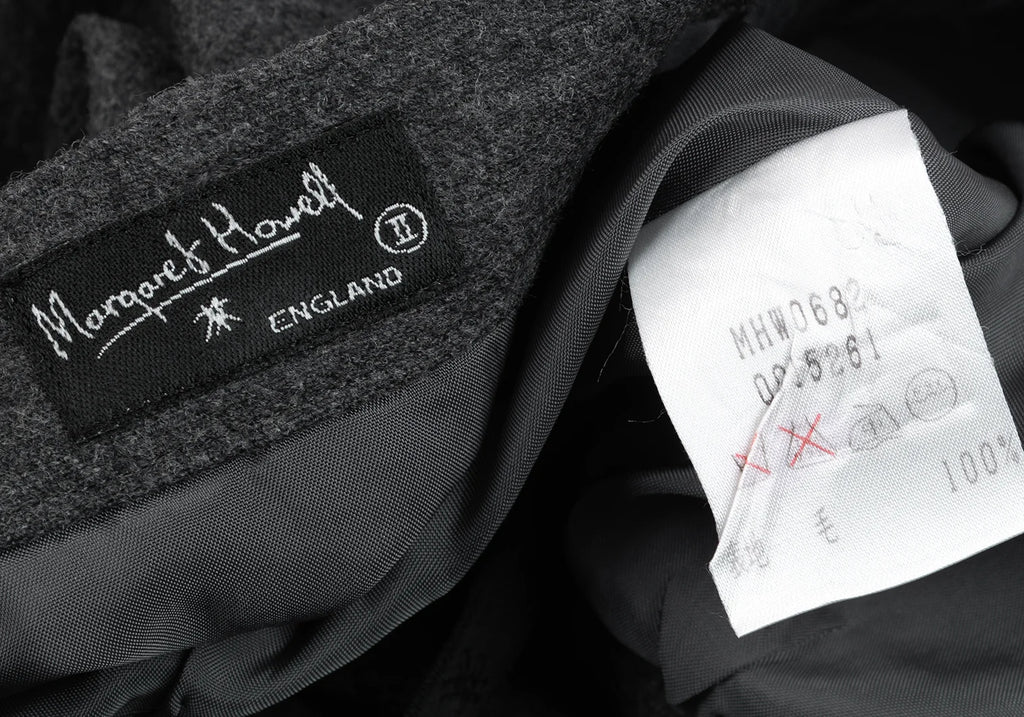 MARGARET HOWELL LONDON/TOKYO. Grey Wool Side Pocket Long Skirt