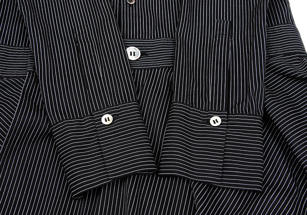 YOHJI YAMAMOTO JAPAN. Y's Black Striped Wrap Design Flare Shirt Dress