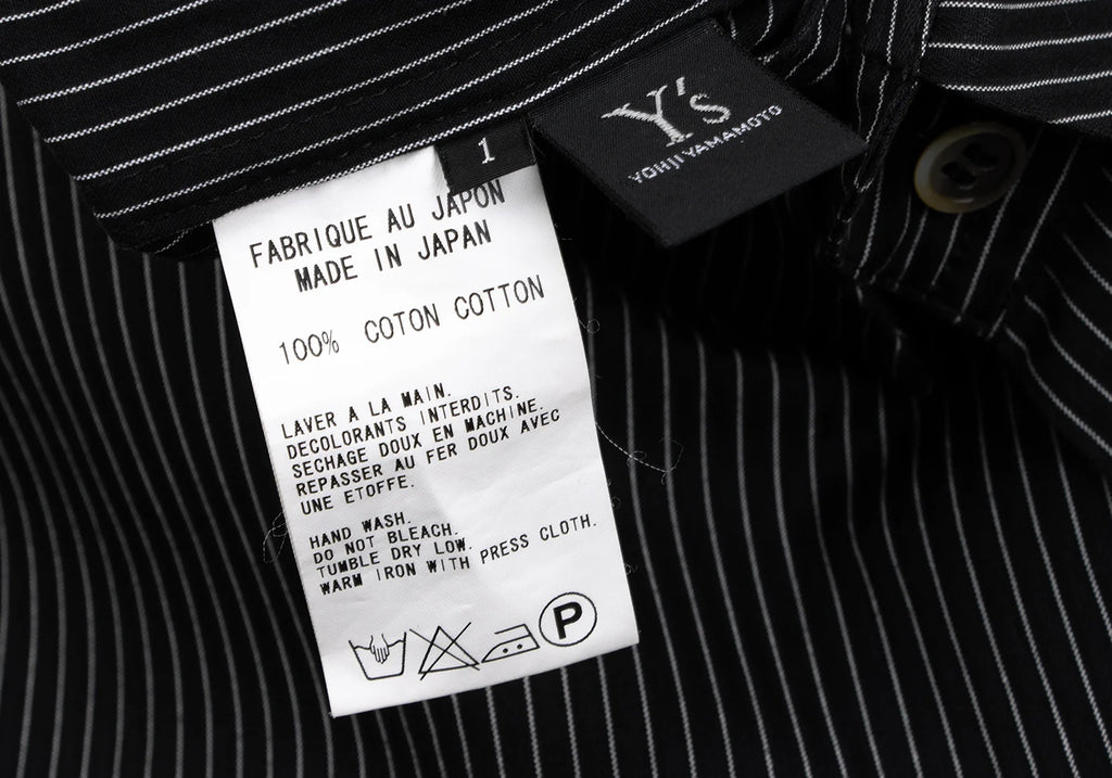 YOHJI YAMAMOTO JAPAN. Y's Black Striped Wrap Design Flare Shirt Dress