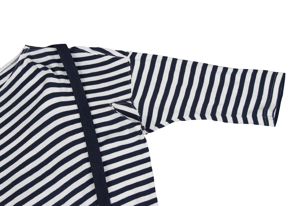 ISSEY MIYAKE JAPAN. mercibeaucoup. Navy/White Stripe Long Sleeves Suspender Design Top