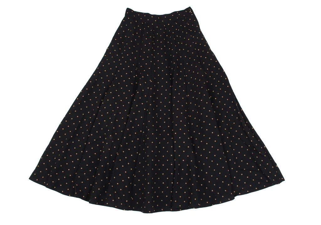 KENZO PARIS. Vintage Black Dot Printed Wool Flare Skirt