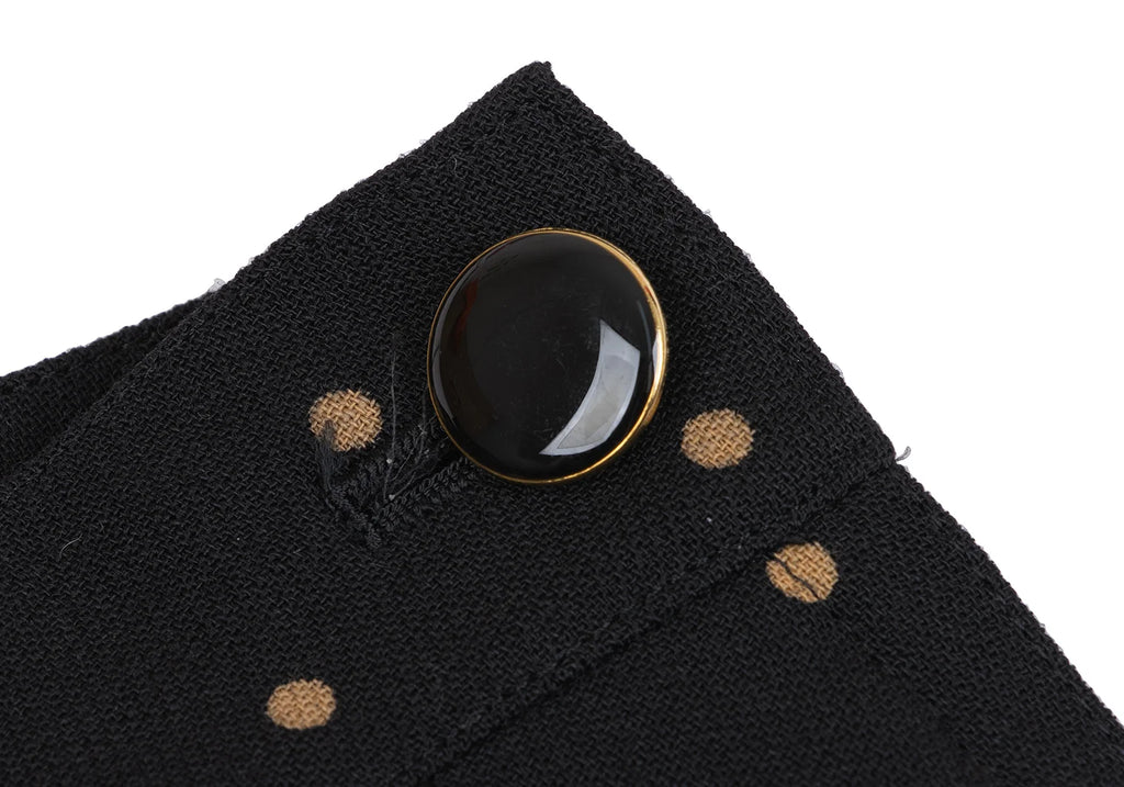 KENZO PARIS. Vintage Black Dot Printed Wool Flare Skirt