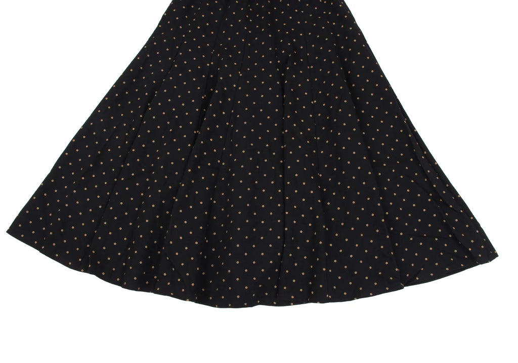 KENZO PARIS. Vintage Black Dot Printed Wool Flare Skirt