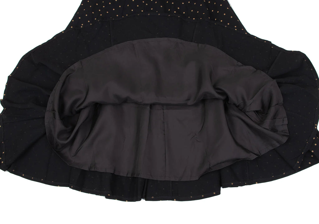 KENZO PARIS. Vintage Black Dot Printed Wool Flare Skirt