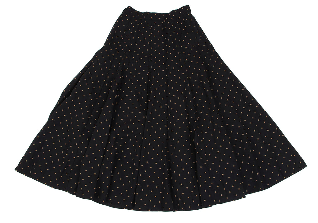 KENZO PARIS. Vintage Black Dot Printed Wool Flare Skirt