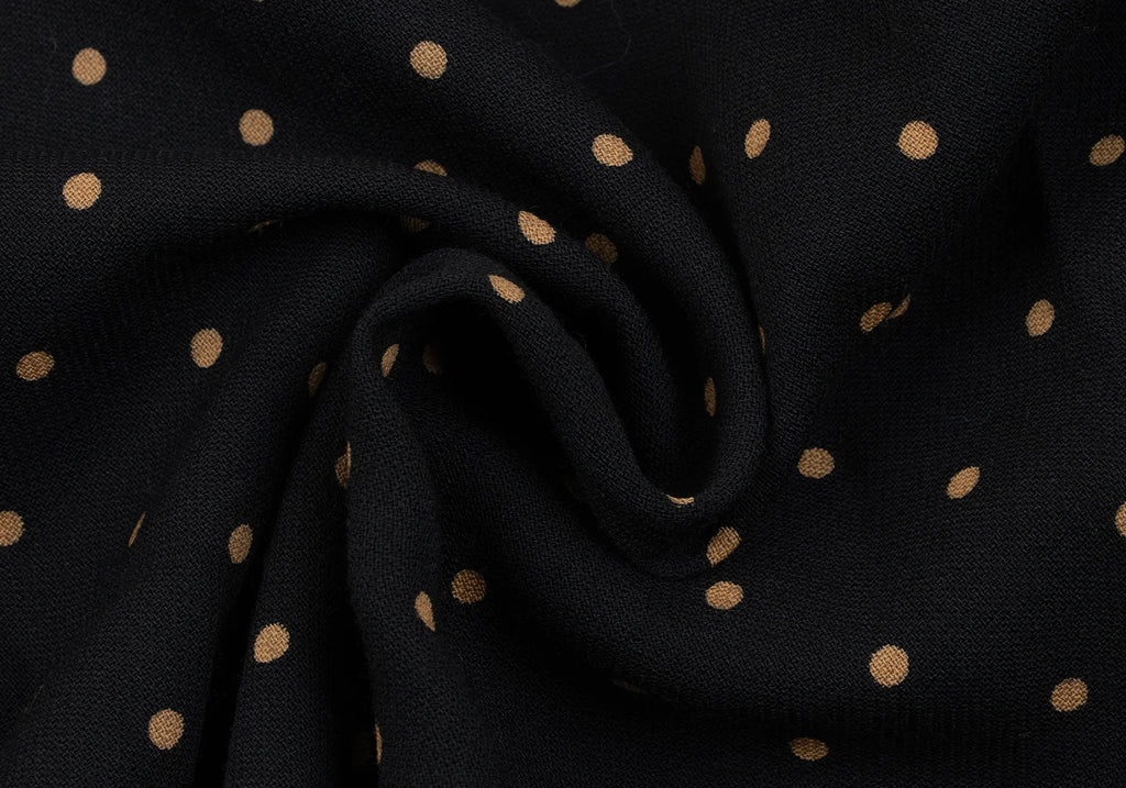 KENZO PARIS. Vintage Black Dot Printed Wool Flare Skirt