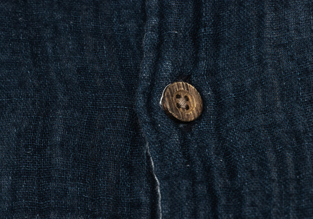 45rpm 45R JAPAN. Navy Striped Indigo Dyed Cotton Gauze Shirt