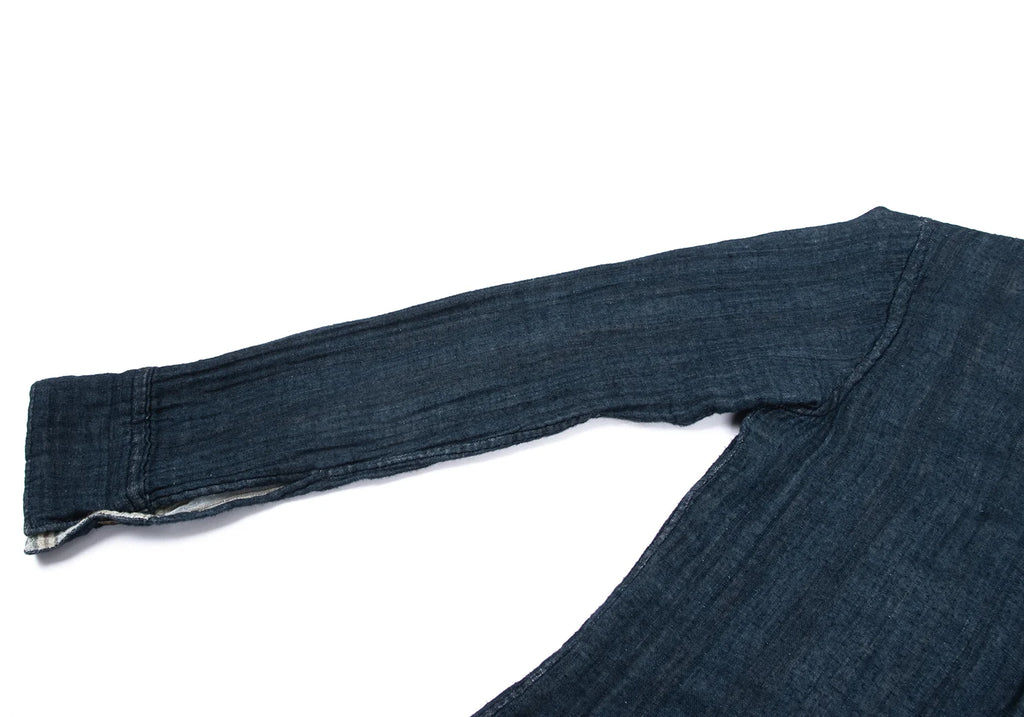 45rpm 45R JAPAN. Navy Striped Indigo Dyed Cotton Gauze Shirt