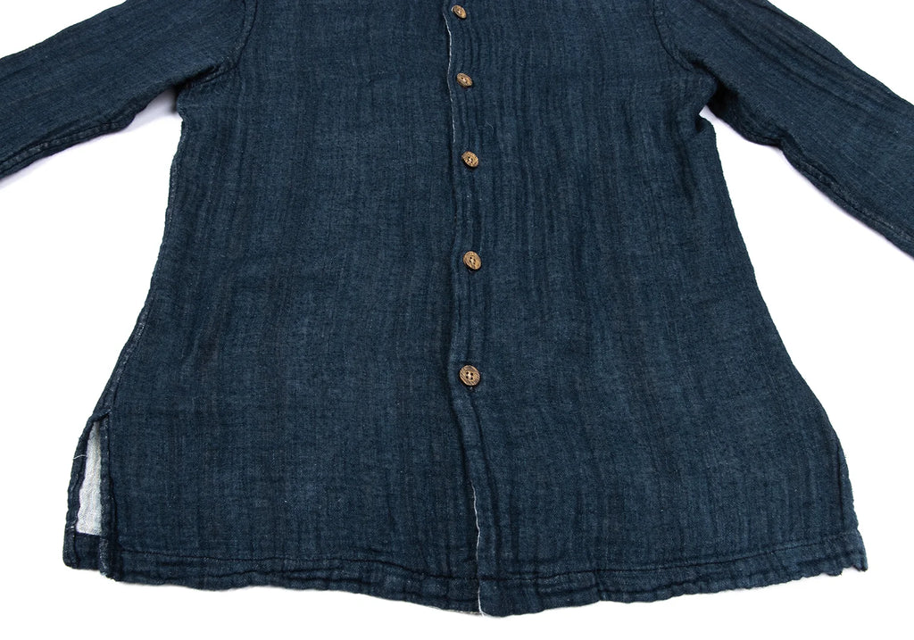 45rpm 45R JAPAN. Navy Striped Indigo Dyed Cotton Gauze Shirt