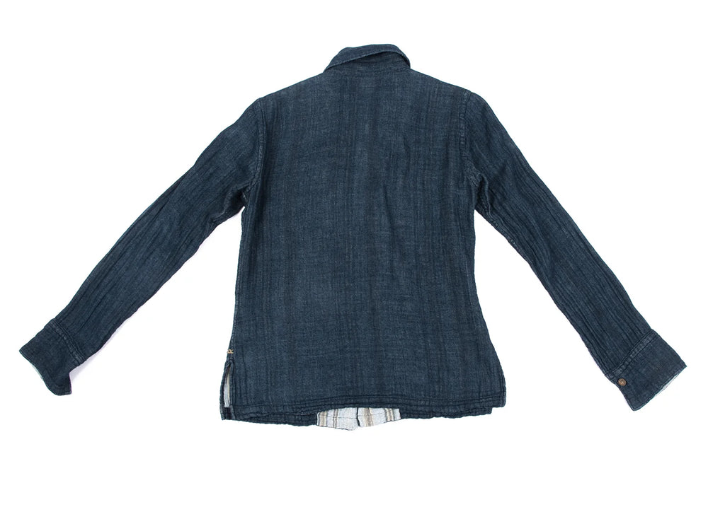 45rpm 45R JAPAN. Navy Striped Indigo Dyed Cotton Gauze Shirt