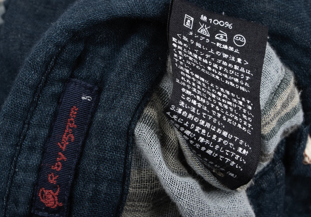 45rpm 45R JAPAN. Navy Striped Indigo Dyed Cotton Gauze Shirt