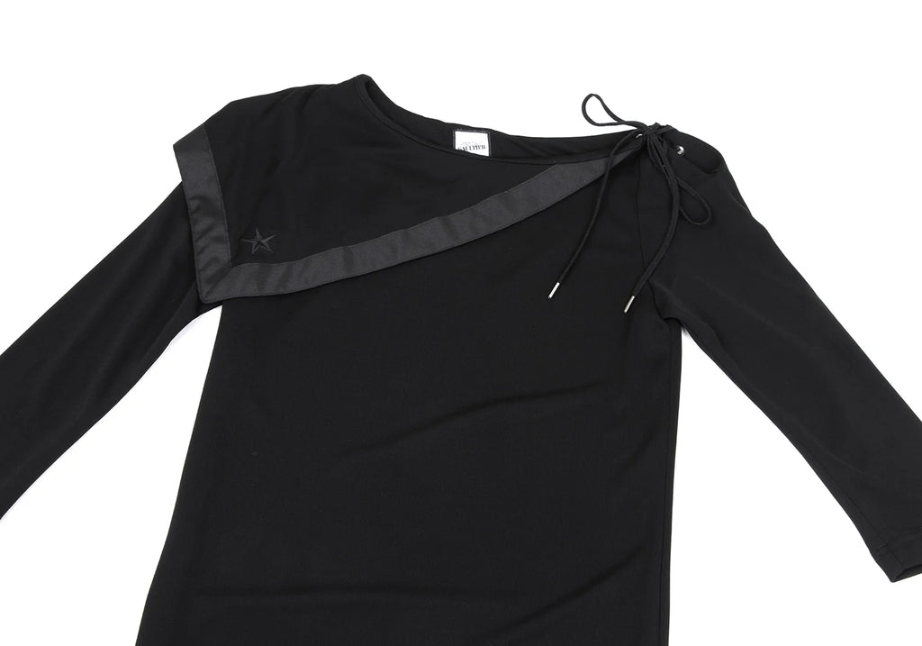 Jean Paul GAULTIER  PARIS. FOR SEPT PREMIERES  Black Star Embroidery Asymmetry Collar Dress