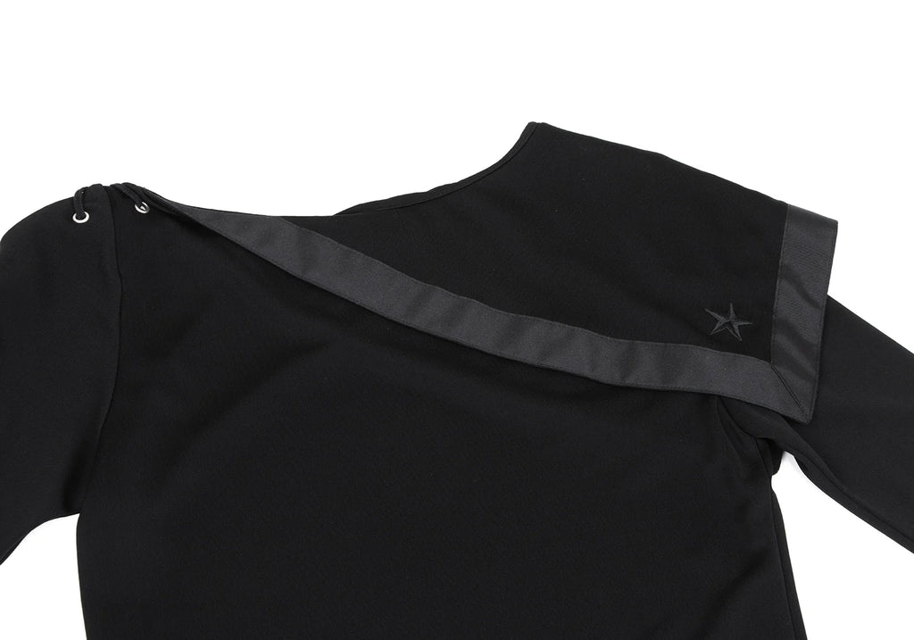 Jean Paul GAULTIER  PARIS. FOR SEPT PREMIERES  Black Star Embroidery Asymmetry Collar Dress