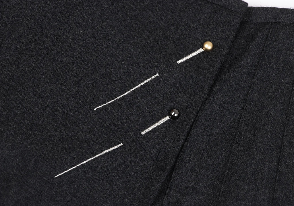 Jean Paul GAULTIER FOR SEPT PREMIERES.  PARIS. Charcoal Color Wool Stretch Pleats Wrap Skirt