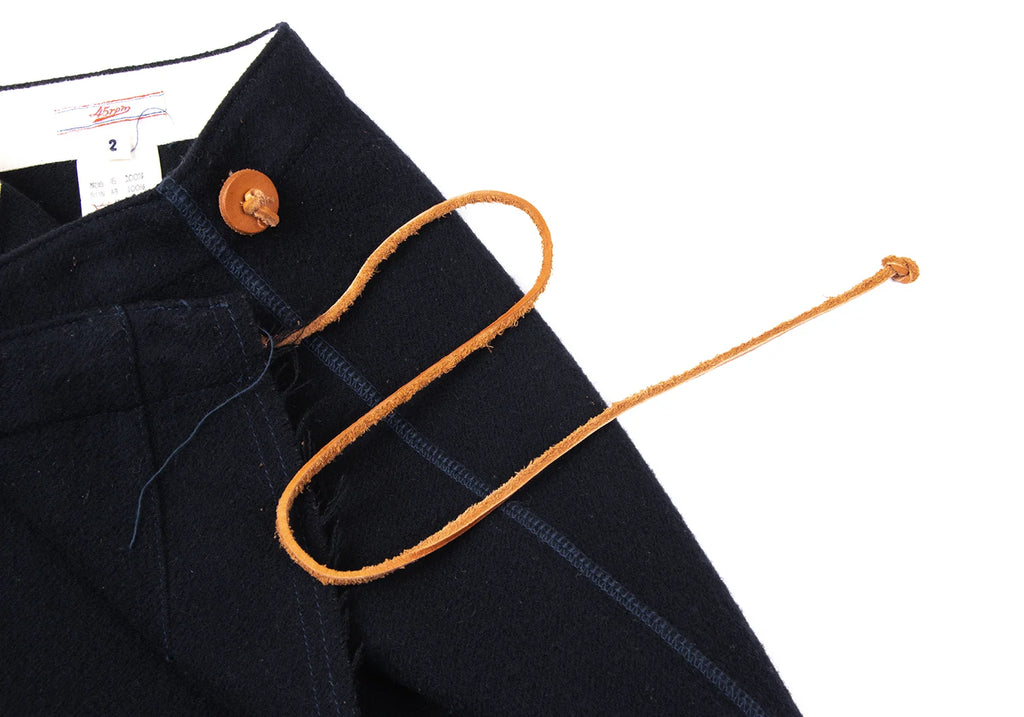 45rpm 45R JAPAN. Navy Wool Cutting Wrap Skirt