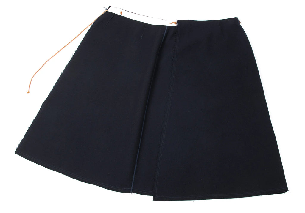 45rpm 45R JAPAN. Navy Wool Cutting Wrap Skirt