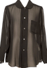 COMME des GARCONS JAPAN. Black Poly Round Collar Semi-Sheer Shirt