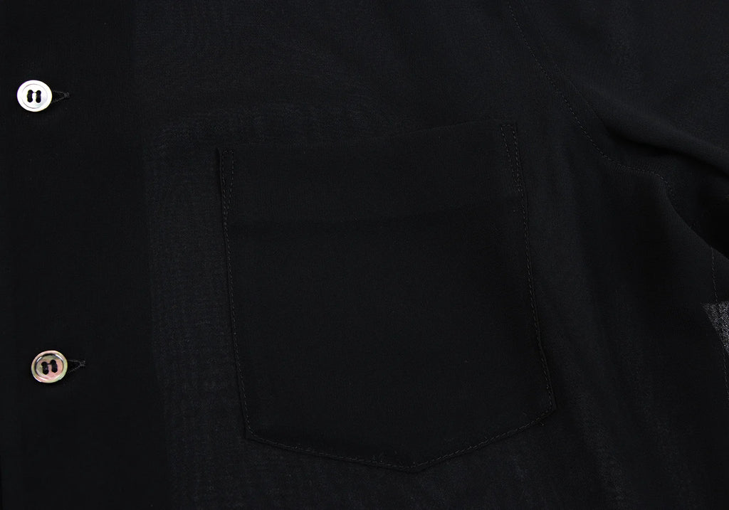 COMME des GARCONS JAPAN. Black Poly Round Collar Semi-Sheer Shirt