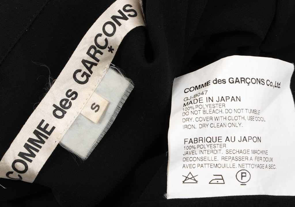 COMME des GARCONS JAPAN. Black Poly Round Collar Semi-Sheer Shirt