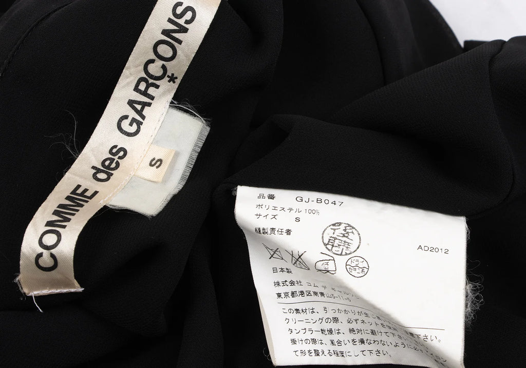 COMME des GARCONS JAPAN. Black Poly Round Collar Semi-Sheer Shirt