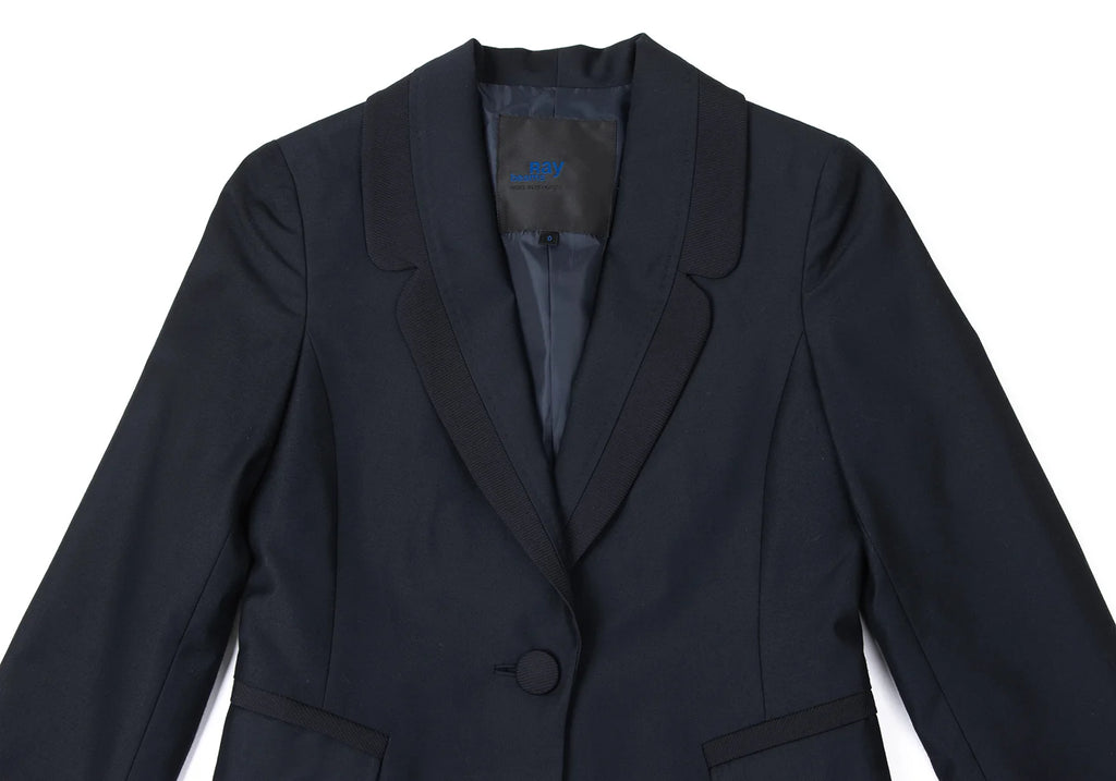 Ray BEAMS JAPAN. Navy Poly Rayon Piping Jacket / Blazer