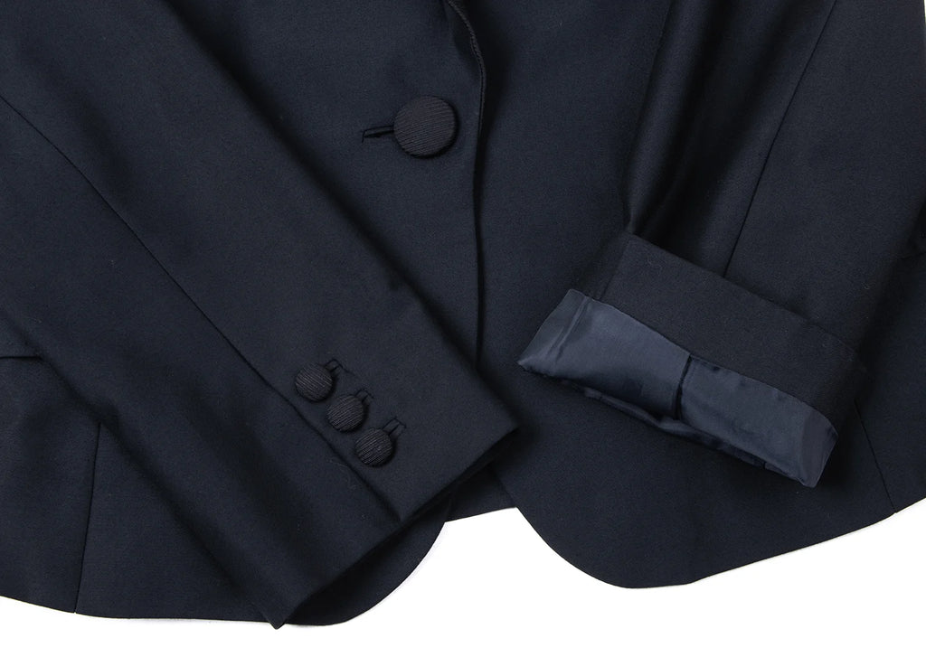 Ray BEAMS JAPAN. Navy Poly Rayon Piping Jacket / Blazer