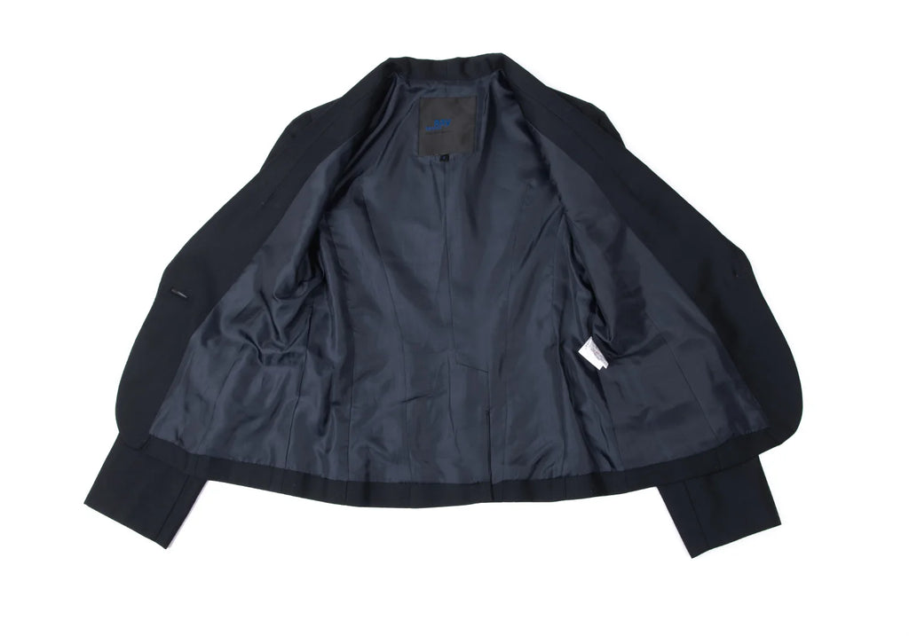 Ray BEAMS JAPAN. Navy Poly Rayon Piping Jacket / Blazer