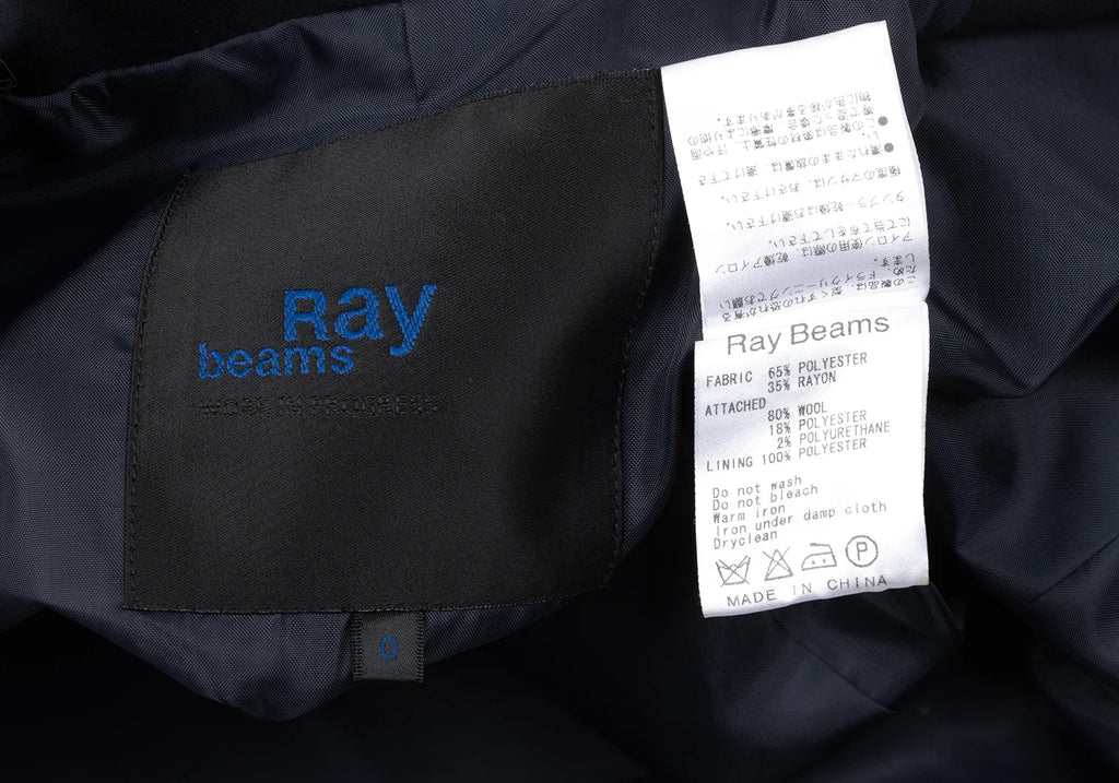 Ray BEAMS JAPAN. Navy Poly Rayon Piping Jacket / Blazer