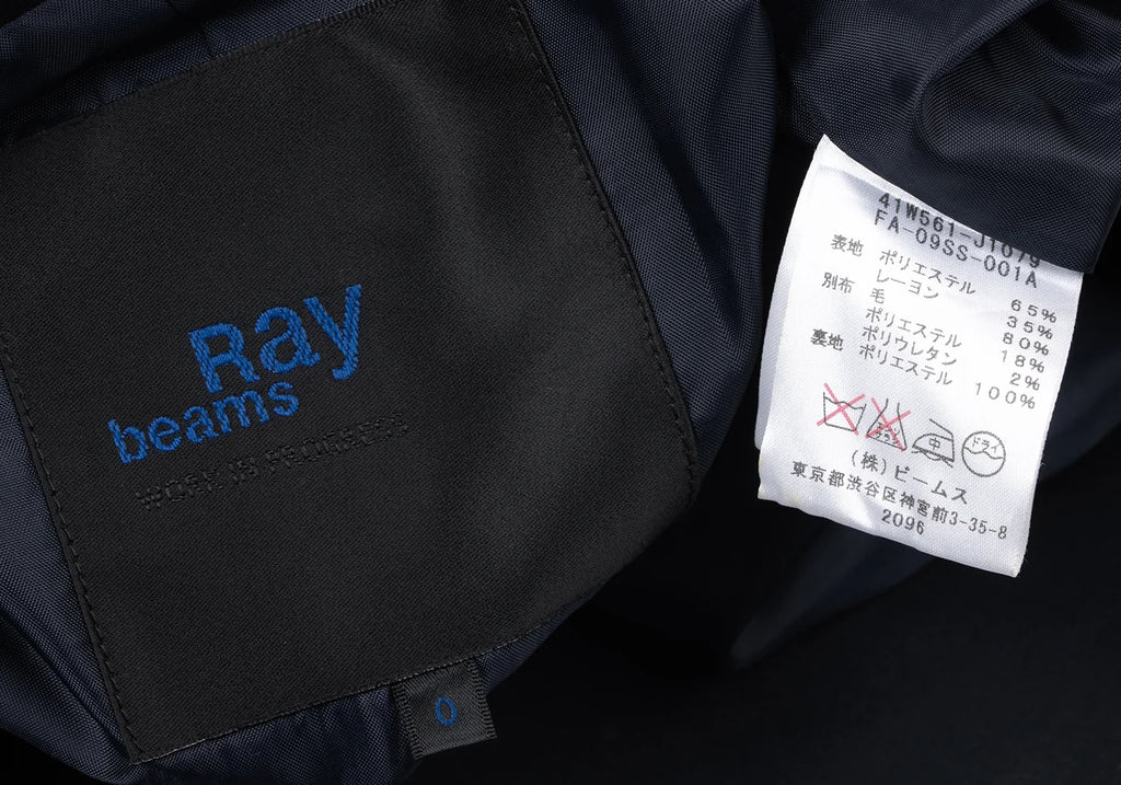 Ray BEAMS JAPAN. Navy Poly Rayon Piping Jacket / Blazer