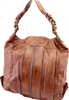 Chloe Paris. Brown Distressed Leather Large Shoulder Bag Goldplated Hardware