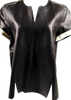 Fendi Italy. Black Leather/Silk Top