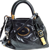 Chloe Paris. Black Distressed Leather Shoulderbag/ Handbag/Crossbody Strap