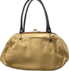 AYANOKOJI JAPAN. Large Kiss Lock Beige Canvas Shoulder Bag