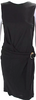 Gucci Italy. Black Viscose Crew Neck Embellished Drape Sleeveless Bodycon Dress