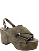 Marni Italy. Grey/Green Suede Buckled Ankle Strap Platform Heel Sandals Size 8