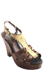 Henry Beguelin Paris. Handmade Brown Leather Open Toe Ankle Strap Platform Shoes Size 7.5