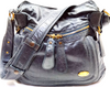 Chloe Paris. Distressed Dark Gray Leather Shoulder Bag