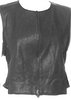 Lost & Found by Ria Dunn. NWOT. Black Lambskin Leather Zip-Up Top / Vest Pleated Backside