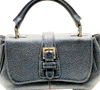 LOEWE MADRID. Black Pebbled Leather Silver Hardware Mini Shoulder Bag