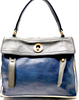 Yves Saint Laurent Paris. Navy Blue/Gray Leather Shoulderbag
