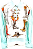 Hermes Paris. Vintage Light Blue Silk, Cotton Scarf Print Top
