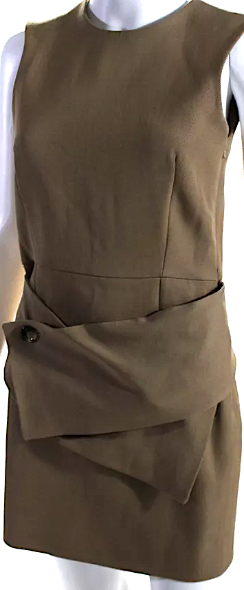 JW Anderson London. (Loewe Designer) Brown Back Zip Sleeveless Crew Neck Sheath Dress