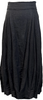 Marc Le Bihan Paris. Wide Waistband, Gathered Hem Black Linen Long Skirt