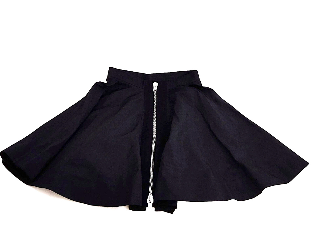 Miu Miu Italy. Black Polyester, Acetate, Nylon Front Zip Skirt
