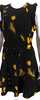 Proenza Schouler NY. Black, Yellow, Belted Spotted A Line Dress