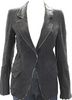 Ann Demeulemeester Belgium. Black Linen Collar Button Up Blazer Jacket