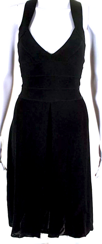 Chloe Paris. Black Back Acetate Zip Sleeveless Scoop Neck Shift Dress