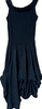 Luna Luz Ibiza/NYC. Black Asymmetric Linen Lagenlock Midi Dress